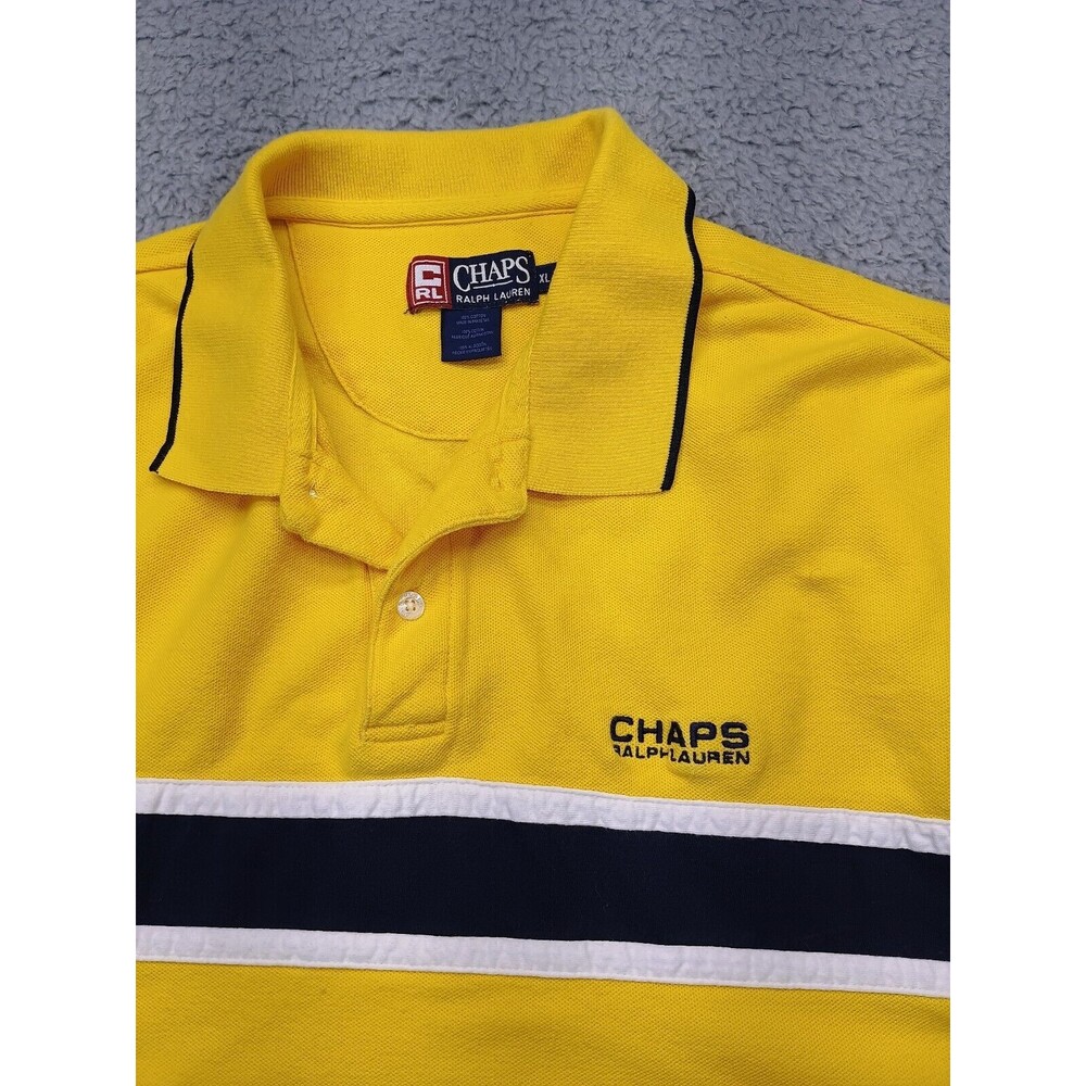Ralph Lauren Chaps Vintage Polo Shirt Men XL Yellow  Short Sleeve